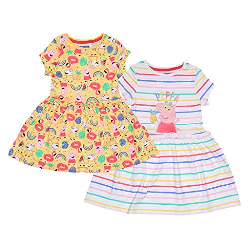 Peppa Pig Rainbows und Suzy Mädchen-Kleid-Twin Pack Mehrfarbig 110 | Kleinkind-Größen vorhanden, Geschenkidee für Mädchen von Popgear