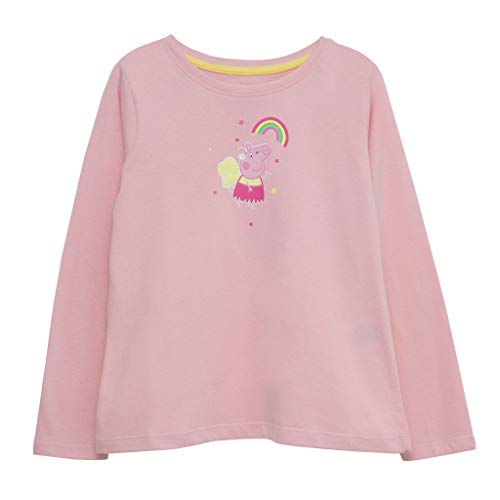 Peppa Pig Regenbogen-Flügel Langarm T Shirt, Mädchen, Baby Pink, Offizielle Handelsware von Popgear