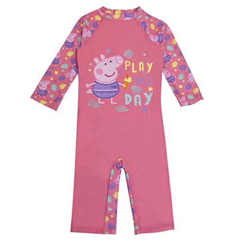 Peppa Pig Spielen Sie den ganzen Tag Baby Sunsafe Badeanzug Rosa 92 | Geschenkidee für Mädchen, Kinder Badebekleidung, Sonnen Sicher, Baby & Kleinkind Größen von Popgear