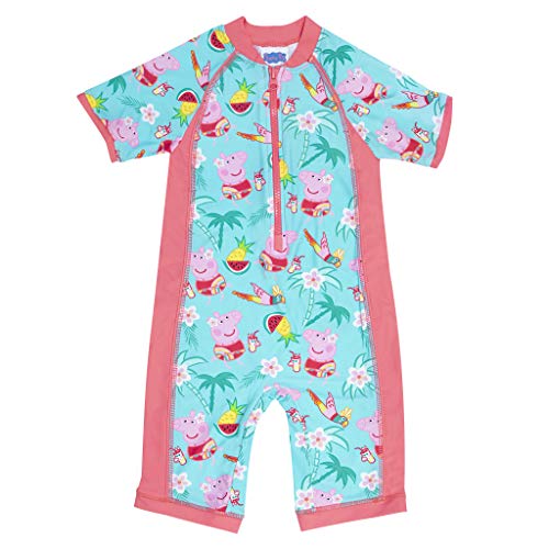 Peppa Pig Tropische Muster Baby Sunsafe Badeanzug Mehrfarbig 86 | SPF50 Schutz, Mädchen-Badebekleidung von Popgear