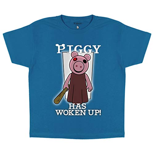 Piggy Has Woken Up T Shirt, Kinder, 116-182, Azure Blau, Offizielle Handelsware von Popgear