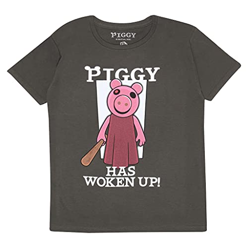 Piggy Has Woken Up T Shirt, Kinder, 116-182, Holzkohle, Offizielle Handelsware von Popgear