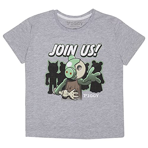 Piggy Zombie Join Us T Shirt, Kinder, 116-182, Heather Grey, Offizielle Handelsware von Popgear