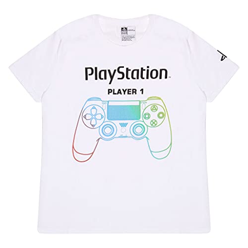 Playstation Game Over T Shirt, Kinder, 116-170, Weiß, Offizielle Handelsware von Popgear