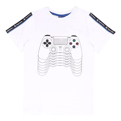 Playstation PS4 Remote T Shirt, Kinder, 110-164, Weiß, Offizielle Handelsware von Popgear