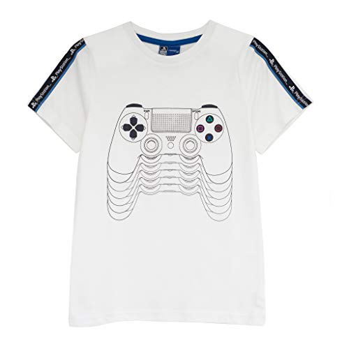 Playstation PS4 Remote T Shirt, Mädchen, 110-164, Weiß, Offizielle Handelsware von Popgear