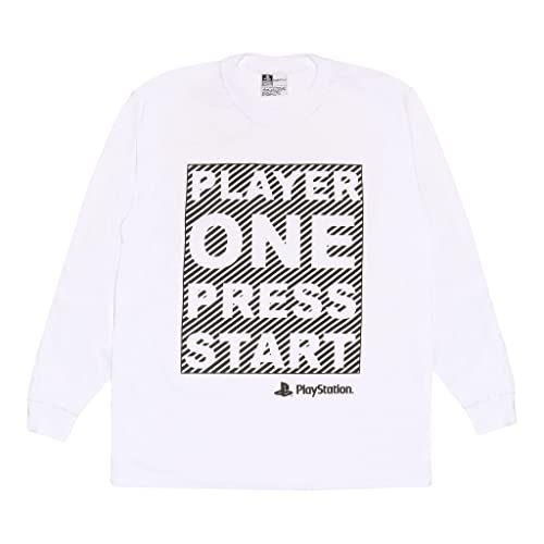 Playstation Player One Press Start Jungen Langarm-T-Shirt Weiß 128 | PS4 PS5 Kids Gamer Top, Teen und Tween Größen, Geburtstag Geschenk-Idee für Jungen von Popgear