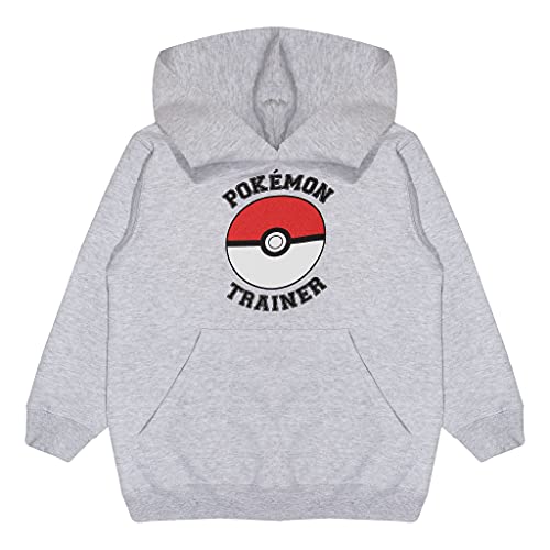 Pokemon Pokemon Trainer Pokeball Jungen Kapuzenpulli Heather Grey 116 | Pikachu PulloverHoodie, Gamer Top, Geburtstag Geschenk-Idee für Jungen von Popgear