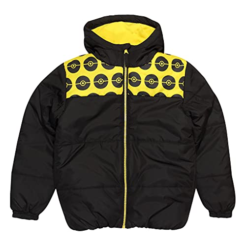 Pokemon Text Logo Jungen Puffa Jacke Schwarz/Gelb 14-15 Jahre von Popgear