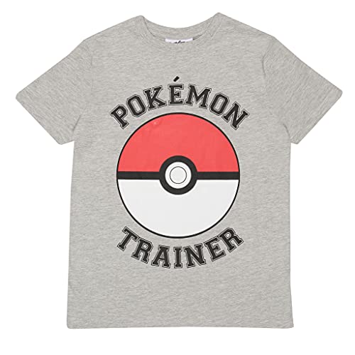 Popgear Jungen Pokemon Trainer Pokeball Boy's T-shirt Heather Grey T Shirt, Heather Grey, 110 EU von Popgear