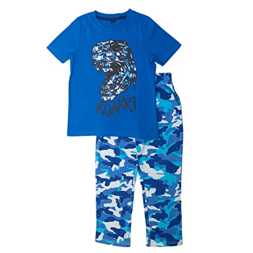 Popgear Dinosaurier-Brüllen Camo Jungen Lange Pyjamas Set Blau 104 | T-Rex, Raptor, Schule Jungen PJs, Kinderkleidung, Kindergeburtstags-Geschenk-Idee von Popgear