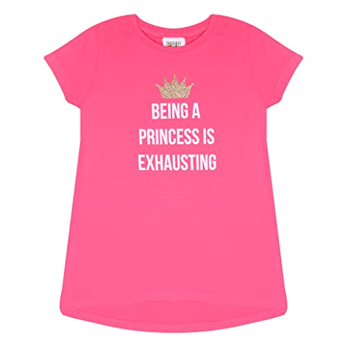 Popgear Es ist Exhausting Being A Princess T Shirt, Mädchen, 104-134, Rosa, Offizielle Handelsware von Popgear