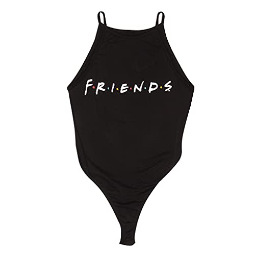 Popgear Friends Text Logo Body, Damen, Schwarz, Offizielle Handelsware von Popgear