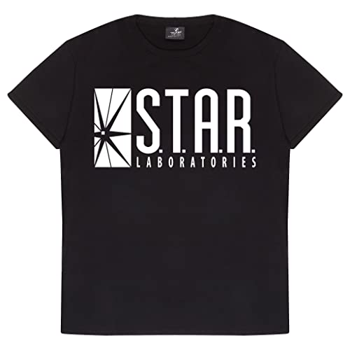 DC Comics Das Flash-STAR Labs Logo Herren-T-Shirt Schwarz S | Geschenkidee für Männer, Superheld Top von Popgear