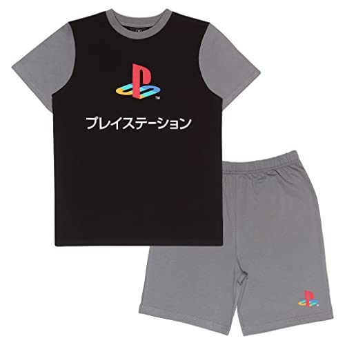 Popgear Jungen Playstation Short Pyjamas Jungen und Mädchen Kurzer Pyjamas-Set. Schwarzgrau Pajama Set, Black/Grey, 128 EU von Popgear