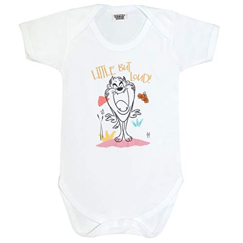 Popgear Looney Tunes Taz Kleine Aber laut Strampler, Weiß, Offizielle Handelsware von Popgear