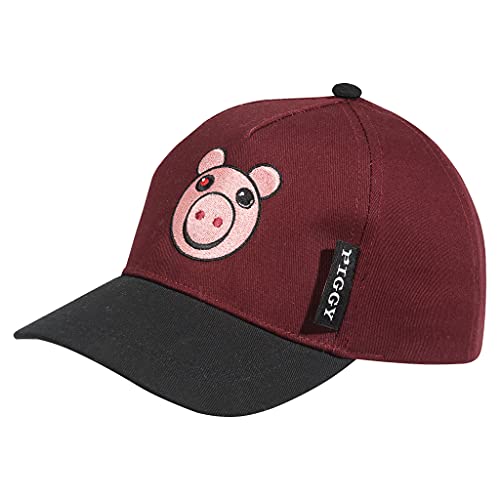 Popgear Piggy Gesicht Baseball Kappe, Kinder, One Size, Burgund/Schwarz., Offizielle Handelsware von Popgear