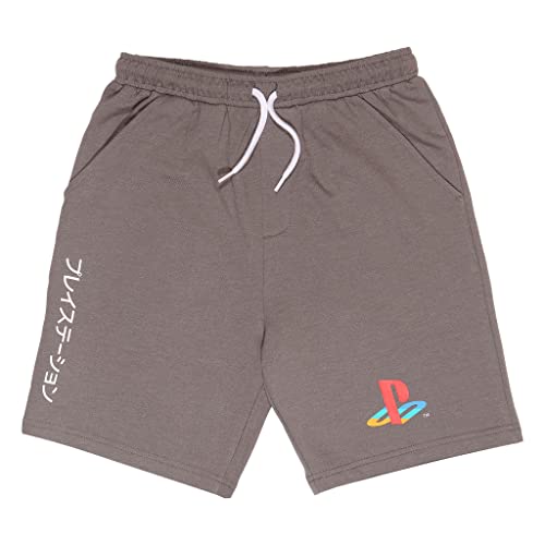 Popgear Playstation Japanese Logo Kurze Hose, Kinder, 128-170, Grey, Offizielle Handelsware von Popgear