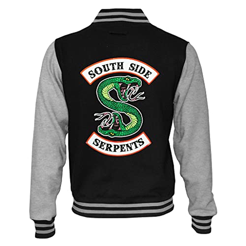 Popgear Riverdale South Side Serpents Uni -Jacke, Adultes, XS-XXL, Schwarz/Weiß Heather Grey, Offizielle Handelsware von Popgear