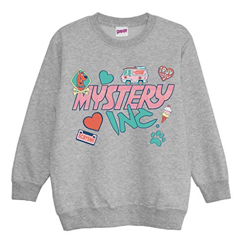 Popgear Scooby DOO Mystery Inc Crewneck Pullover, Mädchen, 116-182, Heather Grey, Offizielle Handelsware von Popgear