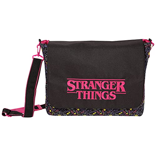 Popgear Stranger Things 80er Jahre drucken mit Logo Rucksack, Damen, One Size, Schwarz, Offizielle Handelsware von Popgear