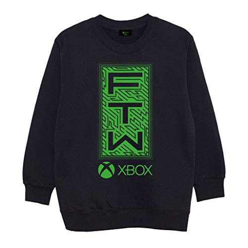 Popgear Xbox FTW Mädchen Crewneck Sweatshirt Schwarz 116 | Xbox One Series X Gamer Geschenke, Kinderkleidung, Geburtstagsgeschenkidee für Tochter Schwester Niece von Popgear