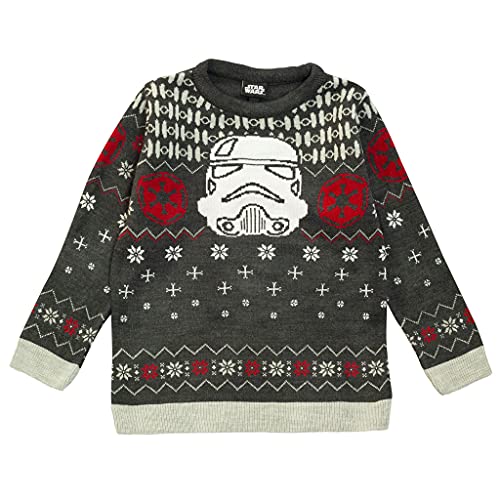 Star Wars Christmas Stormtrooper Helmet Strickpullover, Kinder, 116-182, Schwarz, Offizielle Handelsware von Popgear