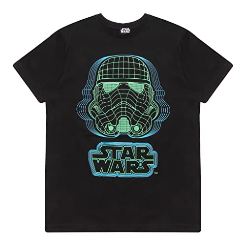 Star Wars Stormtrooper Wireframe Helm. T Shirt, Kinder, 110-170, Schwarz, Offizielle Handelsware von Popgear