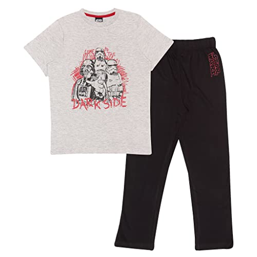 Star Wars Vader Dark Side Langer Pyjama, Kinder, 104-170, Schwarz/Weiß Heather Grey, Offizielle Handelsware von Popgear