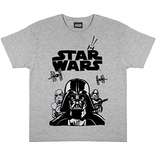 Popgear Jungen Star Wars Darth Vader and Stormtrooper Boys' T-shirt Heather Grey T Shirt, Heather Grey, 104 EU von Popgear