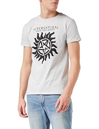 Supernatural Anti-Possession Symbol T Shirt, Adultes, S-5XL, Heather Grey, Offizielle Handelsware von Popgear