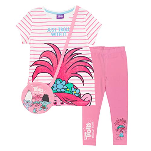 Trolls Poppy Gerade Troll mit ihm T Shirt und Leggings Set, Mädchen, 98-128, Mehrfarbig, Offizielle Handelsware von Popgear