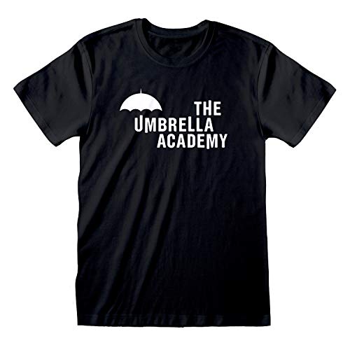 Umbrella Academy Text Logo T Shirt, Adultes, S-5XL, Schwarz, Offizielle Handelsware von Popgear