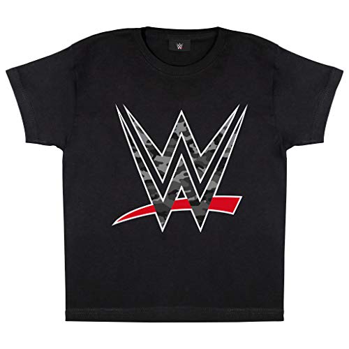 WWE Camo Logo T Shirt, Kinder, 116-182, Schwarz, Offizielle Handelsware von Popgear