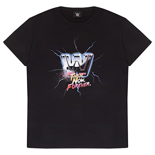 WWE Dann jetzt für Immer Klassiker-Logo T Shirt, Adultes, Schwarz, Offizielle Handelsware von Popgear