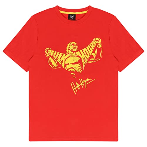 WWE Hulk Hogan Shirt Rip T Shirt, Adultes, S-XXL, Red, Offizielle Handelsware von Popgear
