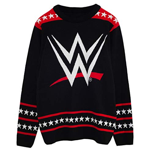 WWE Logo Strickpullover, Adultes, Schwarz, Offizielle Handelsware von Popgear