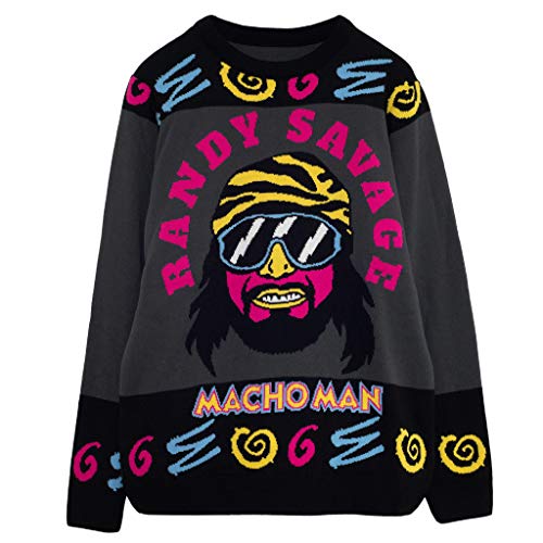 WWE Macho Man Randy Savage Strickpullover, Damen, Schwarz, Offizielle Handelsware von Popgear