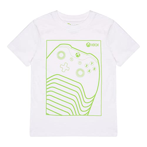 Xbox Green Controller T Shirt, Kinder, 116-182, Weiß, Offizielle Handelsware von Popgear