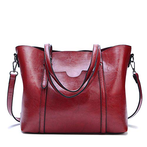 Damen Handtaschen,Popoti Umhängetasche Tragetasche Taschen Leder Schultertaschen Messenger Einstellbar Neu Elegant Shopper Crossbody Bag Beuteltasche (Rotwein) von Popoti