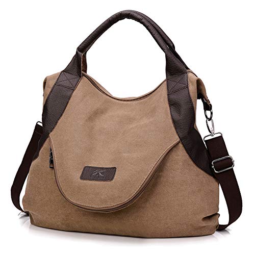 Damen Umhängetasche, Popoti Handtasche Schultertasche Tote Geldbörse Multifunktion Messenger Crossbody Tasche für Reise Alltag (Coffee, 50x13x43cm) von Popoti