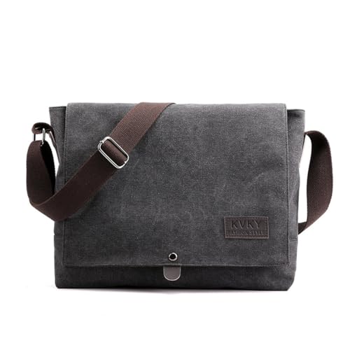 Herren Umhängetasche, Popoti Schultertasche Segeltuch Klein Tasche Handtasche Aktentasche Tote Multifunktional Rucksack Messenger Bag (Schwarz, 30x11x25cm) von Popoti