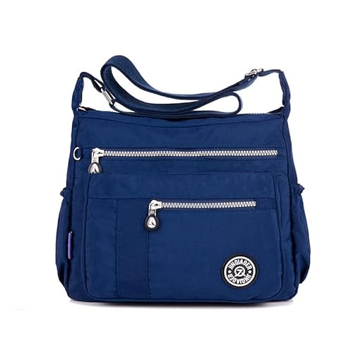 Popoti Damen Nylon Messenger, Handtasche Schultertasche Tote Geldbörse Multifunktion Umhängetasche Einfarbig Wasserdichte Crossbody Tasche für Reise Alltag (Blau A) von Popoti