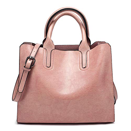 Popoti Damen Umhängetasche Handtaschen Tragetasche Taschen Leder Schultertaschen Messenger Einstellbar Neu Elegant Shopper Crossbody Bag Beuteltasche (Rose) von Popoti