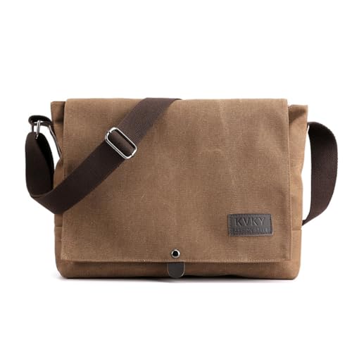 Popoti Herren Umhängetasche, Schultertasche Segeltuch Klein Tasche Handtasche Aktentasche Tote Multifunktional Rucksack Messenger Bag (Braun, 30x11x25cm) von Popoti