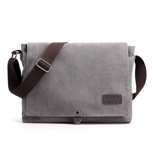 Popoti Herren Umhängetasche, Schultertasche Segeltuch Klein Tasche Handtasche Aktentasche Tote Multifunktional Rucksack Messenger Bag (Grau, 30x11x25cm) von Popoti