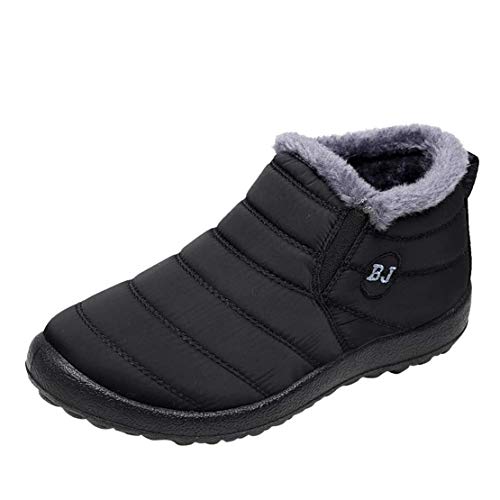 Popoti Schneestiefel Damen, Winterschuhe Warm Unisex Winterstiefel Kurzschaft Ankle Boots Stiefel Outdoor Camping Wandern Winter Stiefeletten (Schwarz, 39 EU) von Popoti