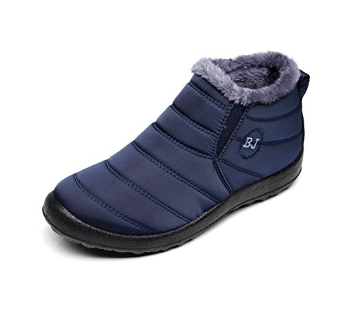 Popoti Unisex Schneestiefel, Winterschuhe Warm Erwachsene Herren Damen Winterstiefel kurzschaft Boots Stiefel Outdoor Winter Stiefeletten (Blau, 40) von Popoti