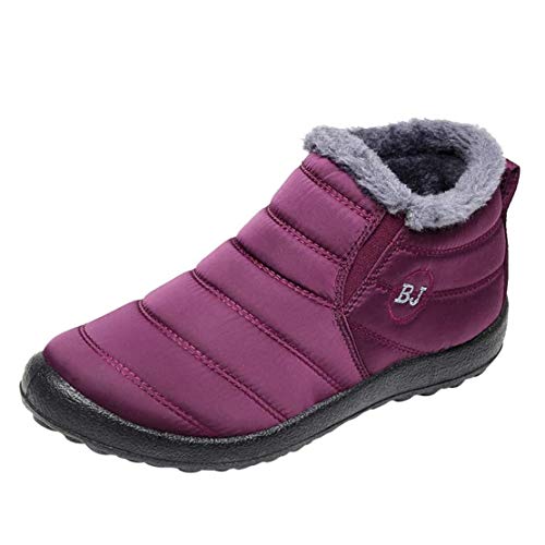 Popoti Unisex Schneestiefel, Winterschuhe Warm Erwachsene Herren Damen Winterstiefel kurzschaft Boots Stiefel Outdoor Winter Stiefeletten (Rot Wine, 39) von Popoti