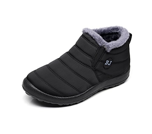 Popoti Unisex Schneestiefel, Winterschuhe Warm Erwachsene Herren Damen Winterstiefel kurzschaft Boots Stiefel Outdoor Winter Stiefeletten (Schwarz, 37) von Popoti